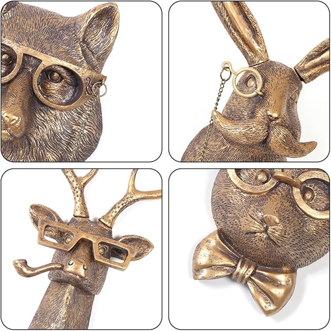 Joogour Head Wall Mount Decor,Resin Animal Sculptures，Art Deco Wall Hanging Decoration for Living Room Bedroom Officeroom Gift (Rat)