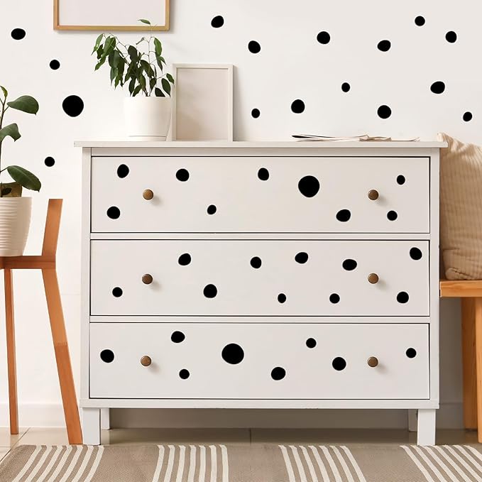 TaoBary 15 Sheet 300 Pcs Irregular Polka Dots Boho Wall Decal Terrazzo Playroom Bedroom Removable Modern Vinyl Boho Wall Stickers (Black)