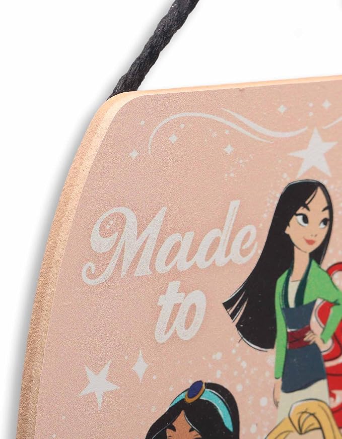 Disney Princess Made to Sparkle Hanging Wood Wall Decor - Cute Princess Wall Art Featuring Mulan, Jasmine, Ariel and Rapunzel