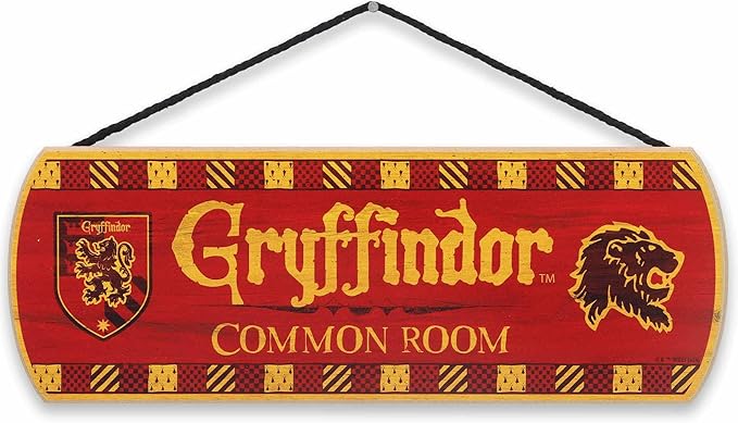 Harry Potter Gryffindor Common Room Hanging Wood Wall Decor - Fun Gryffindor Sign for Teen Bedroom or Movie Room