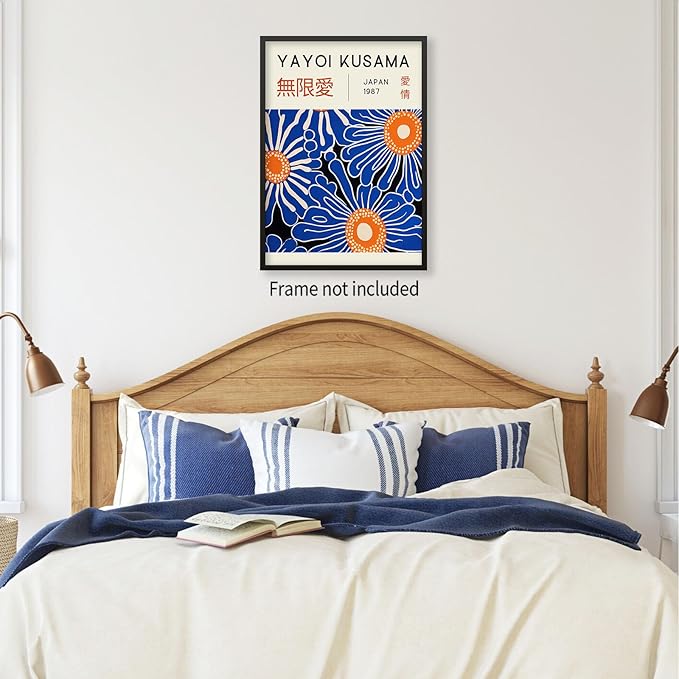 Yayoi Kusama Print Vintage Japanese Wall Art Abstract Yayoi Kusama Poster Minimalist Painting Art Exhibition Suitable for Japanese Bedroom,Living Room Office Decor 12x16in Unframed