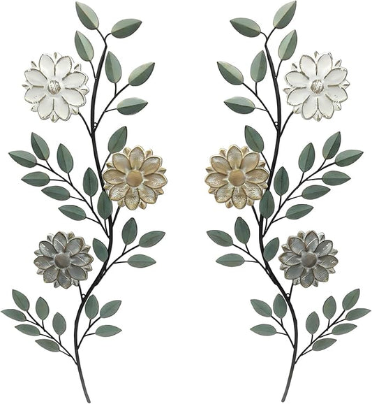 MorningRo 2 Pcs Metal Wall Art, Vintage Leaf Wall Decor, 15.75 Inch, Indoor/Outdoor, Rustic Wall Decor for Home Office, Living Room, Bedroom