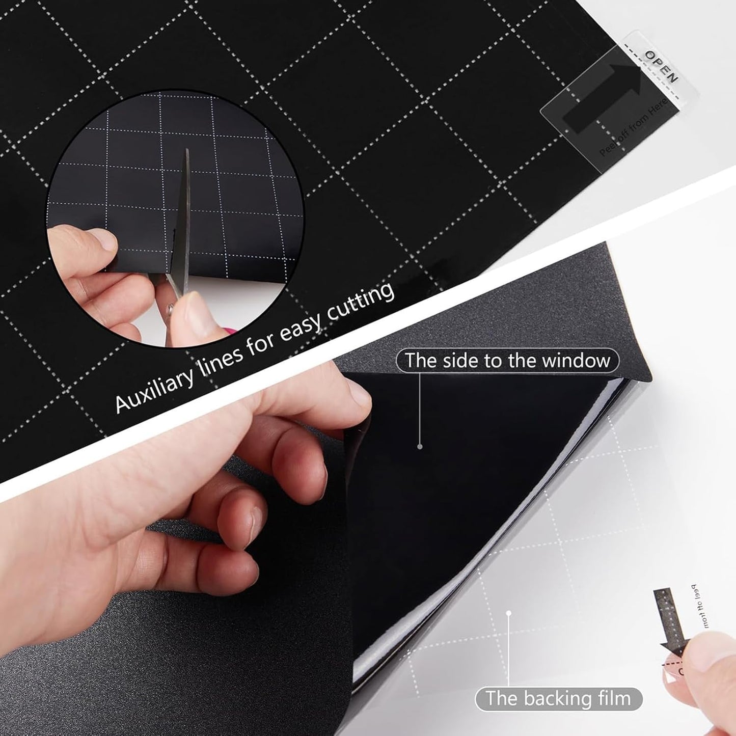 Kromapolis Blackout Window Privacy Film Total Light Blocking Room Darkening Window Covering, Removable Static Cling Frosted Glass Tint, Non-Adhesive, Black 17.5'' x 78.7''