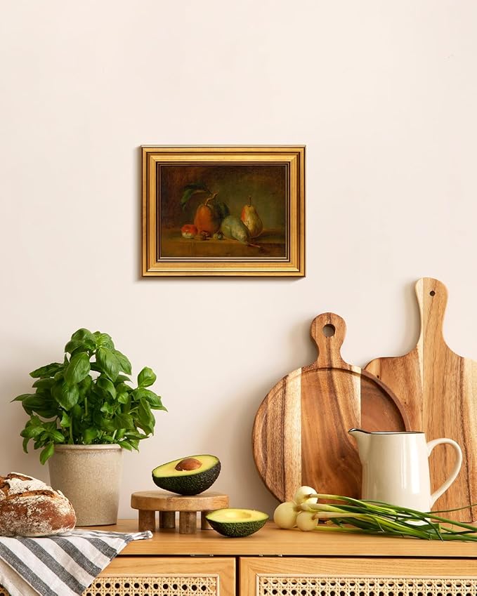 VIYYIEA Vintage Gold Framed Wall Art for Living Room, Fruits Canvas Prints Home Decor, Oil Painting Picture, Bedroom Wall Decor Gifts for Friends or Family -【Fruit Party】-(10L x 8W)