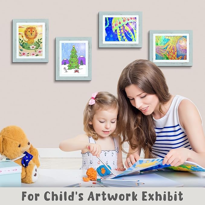 Golden State Art, 10x12.5 Kids Art Frames, Front-Opening Picture Frame Great for Kids Drawings, Artworks, Children Art Projects, Schoolwork, Home or Office (Teal Blue Set of 2)