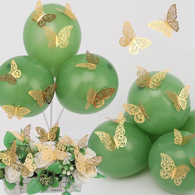 36 Pcs Butterfly Wall Decor, 3 Styles 3 Sizes 3D Gold Butterfly, Wedding Decorations, Birthday Party Decorations, Girls Bedroom Decoration(36 Pcs, Gold)