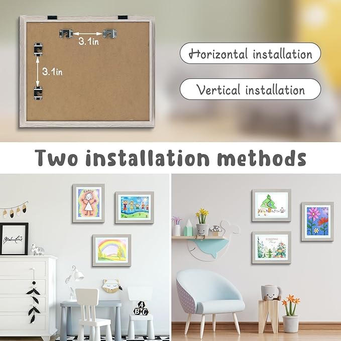 Golden State Art, 10x12.5 Kids Art Frames, Front-Opening Picture Frame Great for Kids Drawings, Artworks, Children Art Projects, Schoolwork, Home or Office (Grey Set of 4)