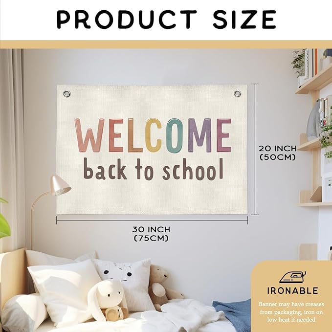 Boho Classroom Decor, First Day of School Banner, Welcome Sign for Classroom Wall Decor for Kindergarten Perschool Elementary Middle School Must Haves 20x30