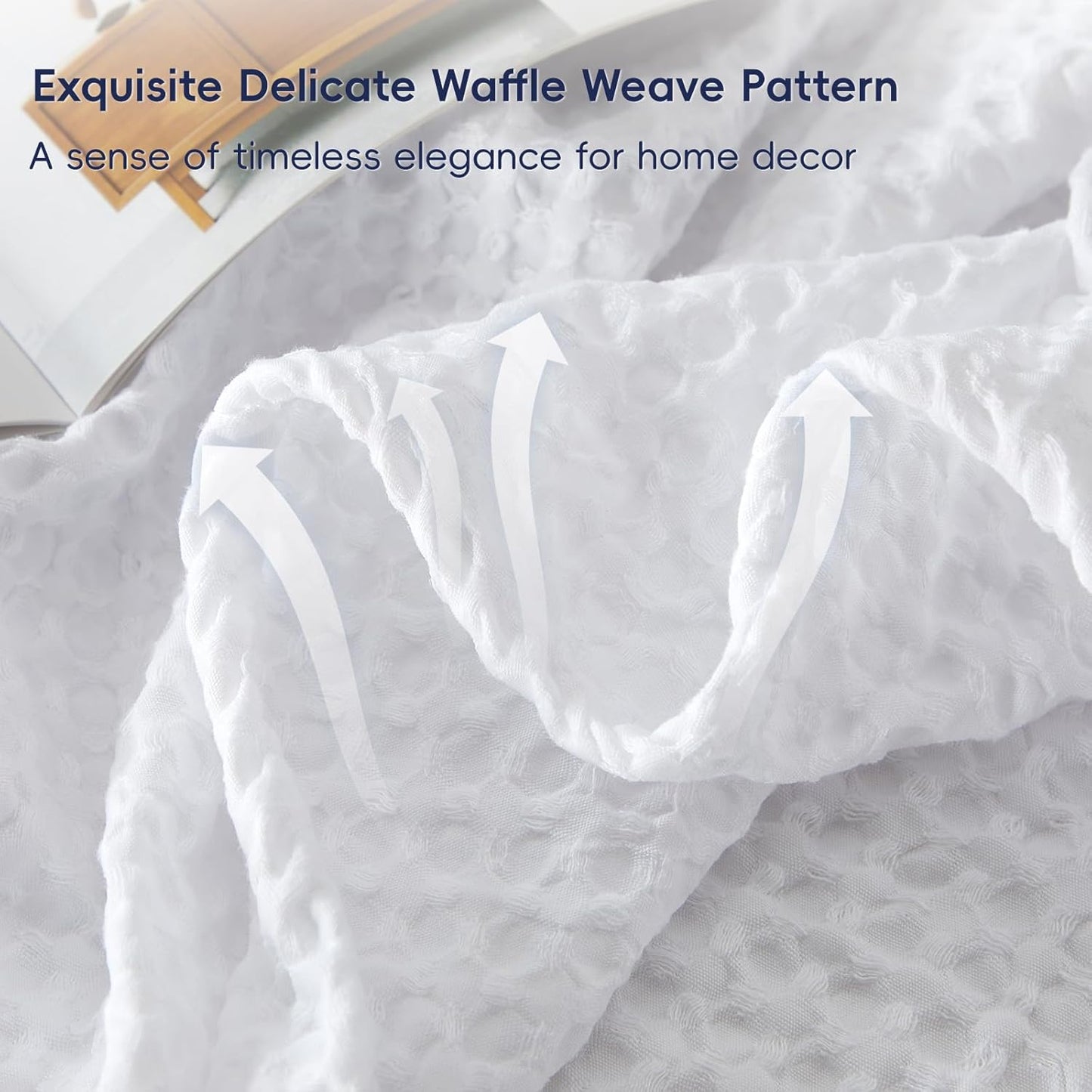 PHF Ultra Soft Waffle Weave Blanket Twin Size 66"x 90"- Washed Lightweight Breathable Cozy Woven Blanket for Bed - Aesthetic Decor for Couch Bedding Sofa Home Car - White