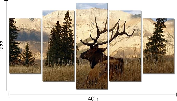 VVOVV Wall Decor - Deer In Autumn Forest Painting Giclee Prints Wildlife Pictures Animal Elk Poster Canvas Art Wall Decor Modern Framed Artwork
