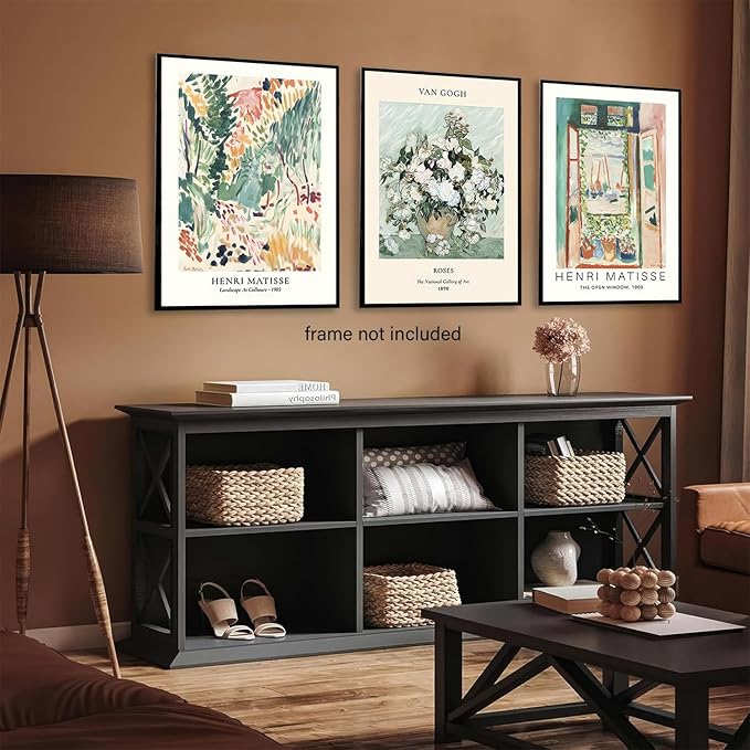 LYPHNX Sage Green Matisse Poster Wall Art Vintage Abstract Floral Prints Set of 3 Mid Century Aesthetic Flower Artwork Painting Picture Canva Decor for Living Room Bedroom Bathroom 12"x16" Unframed