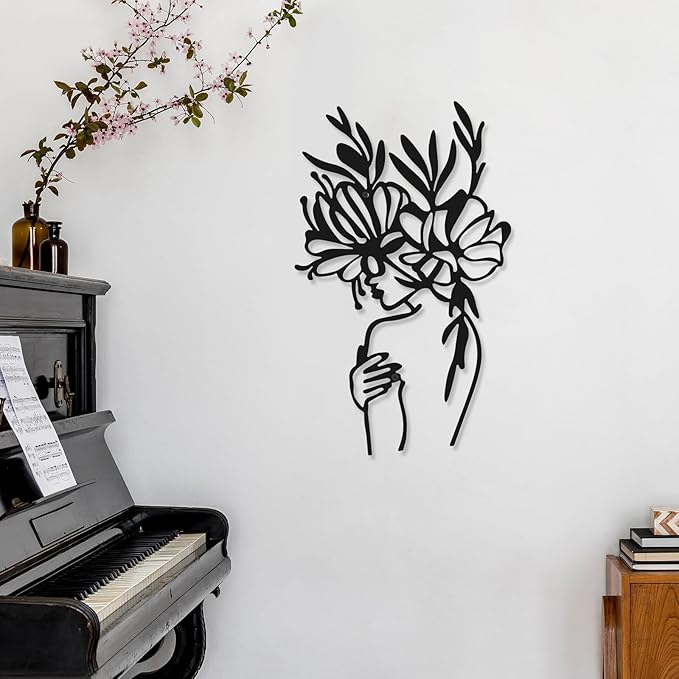 Photect 3 Pcs Metal Wall Art Decor Minimalist Abstract Woman metal Modern Line Drawing Wall Art Decor Female Single Line Home Hanging for Bedroom Kitchen Bathroom Living Room
