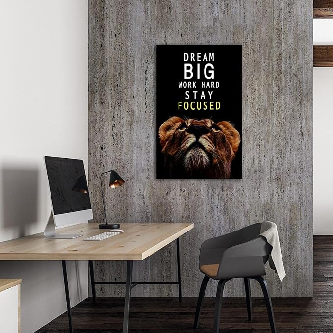 AMART SUN Dream Big and Work Hard • Motivational Print Canvas Wall Art • Inspirational Poster Artwork Modern Home Decor For Home,Office,Gym,Classroom Wall Decor Framed Ready to Hang
