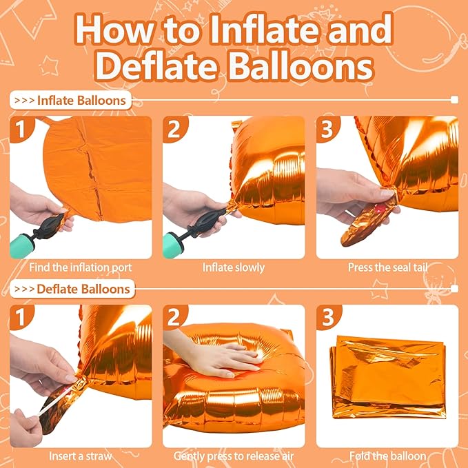 NISOCY Thanksgiving Fall Balloons 25PCS Orange Square Foil Balloons Wall Backdrop Double Sided Orange Balloon Tunnel Arch Kit for Birthday Graduation Wedding Halloween Baby Shower Party Decorations