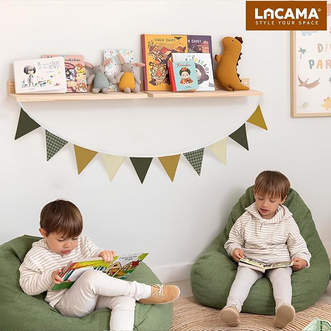 Lacama Nursery Wall Decor Sage Green Pennant Banner Flags, Toddler Boy Room Decor，Retro Green Checkered Garland Triangle Banners,Toddler Boy Room Decor, Bunting Flags for Shower Birthday Party