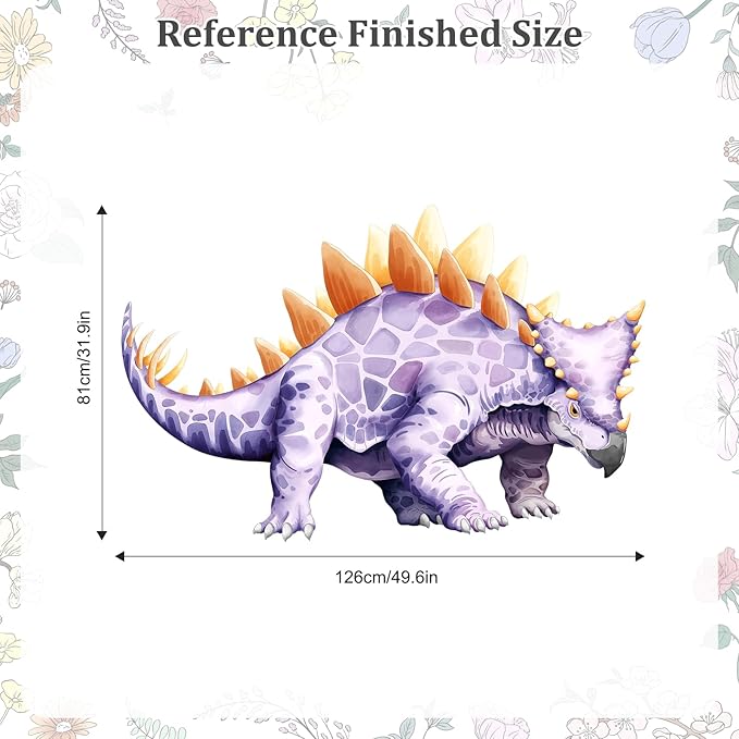 Large Dinosaur Wall Decals, Purple Stegosaurus Dino Wall Stickers Vinyl Peel and Stick Wall Decal Self Adhesive Wall Art Sticker for Baby Nursery Kids Room Home Decor (42.1 * 51.2in)