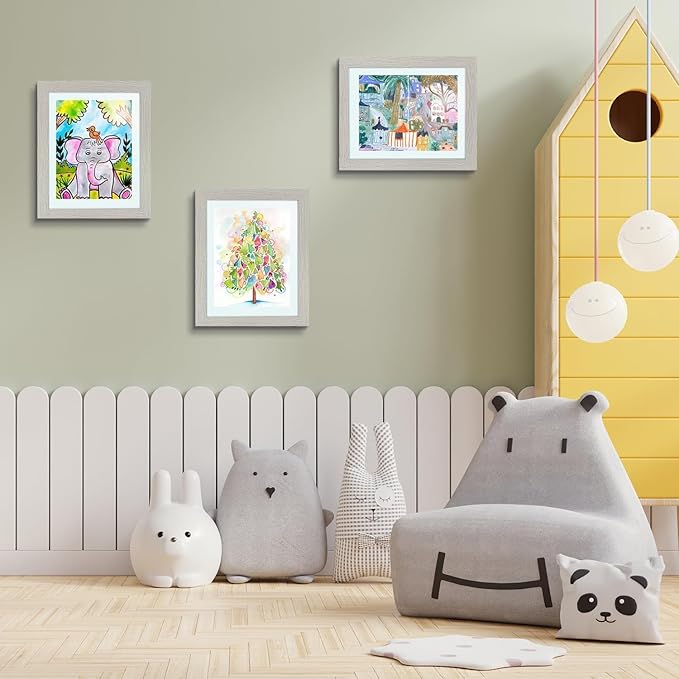 Golden State Art, 10x12.5 Kids Art Frames, Front-Opening Picture Frame Great for Kids Drawings, Artworks, Children Art Projects, Schoolwork, Home or Office (Grey Set of 4)