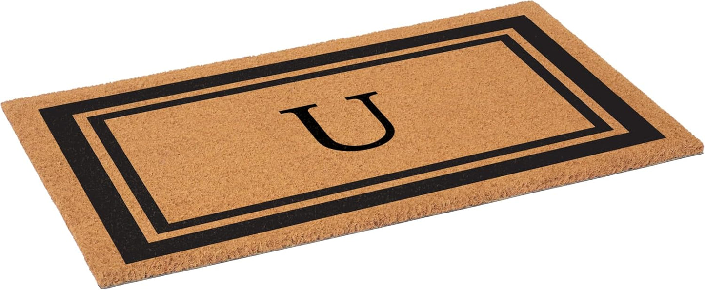 Calloway Mills 152963048U Black Border 30" x 48" Monogram Doormat Letter (U)