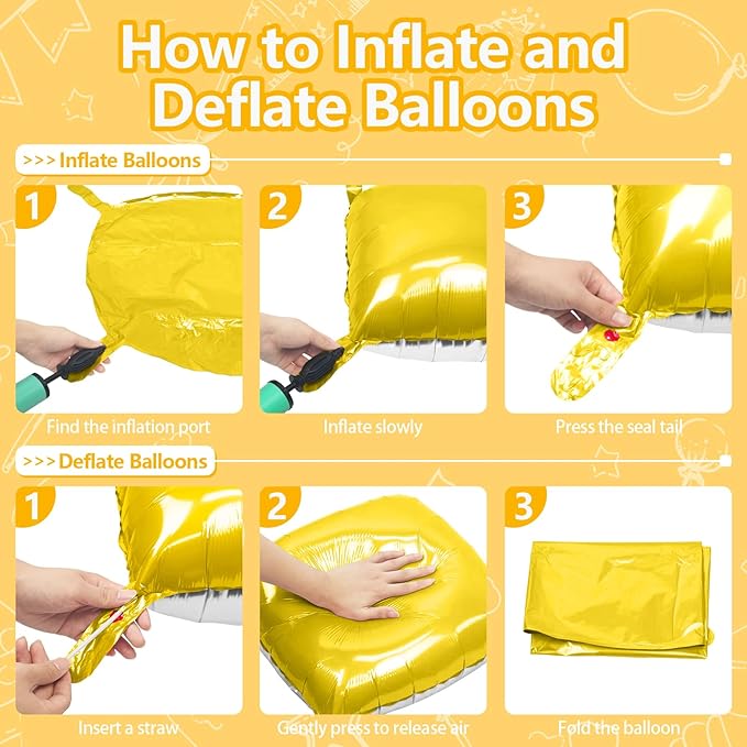 NISOCY 25PCS Yellow White Square Foil Balloons Wall Backdrop Double Sided Yellow Pearl White Balloons Arch Kit for Birthday Wedding Anniversary Baby Bridal Shower Party Decorations