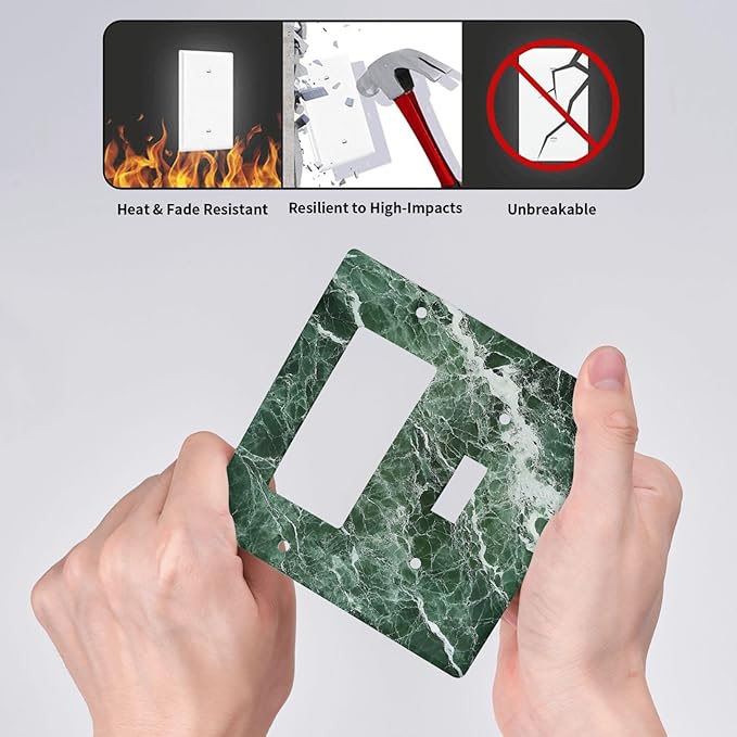 Outlet Covers Forest Marble Dark Green With White Vein 1 Toggle 1 Rocker Combination Decorative Wall Plate Electrical Switch Plates Light Switch Cover Plate For Bathroom Kitchen Decor