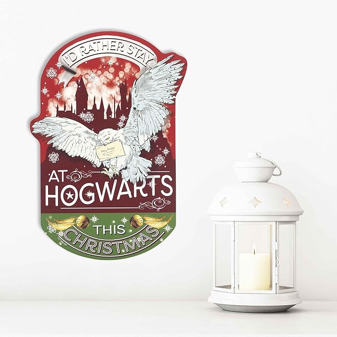 Harry Potter Stay at Hogwarts This Christmas Wood Wall Decor - Fun Harry Potter Christmas Decor for Home