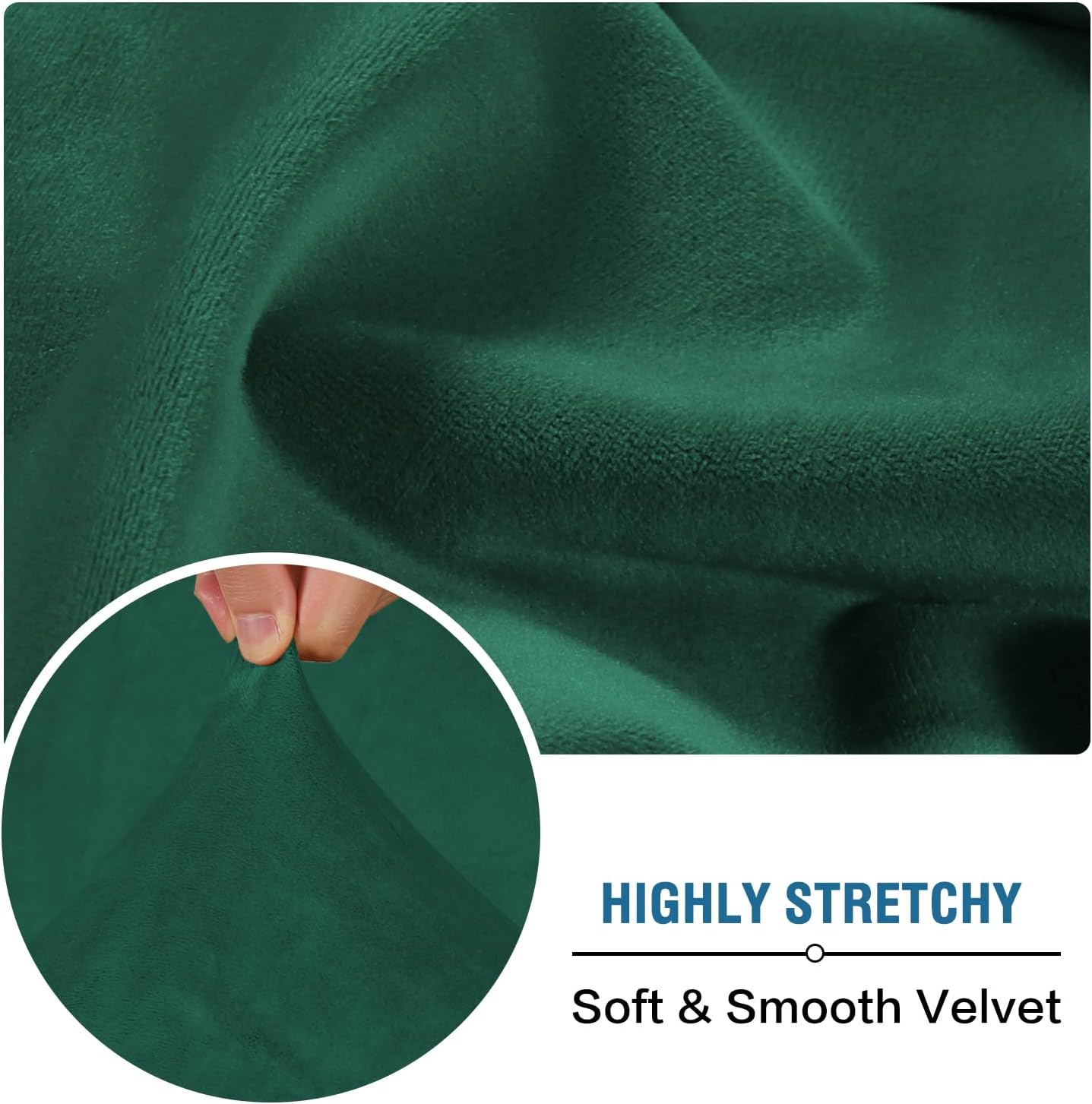 H.VERSAILTEX Velvet Stretch Couch Cushion Cover Plush Cushion Slipcover Cushion Furniture Protector Seat Cushion Sofa Cover (3 Piece XL Sofa Cushion Covers, Vintage Green)