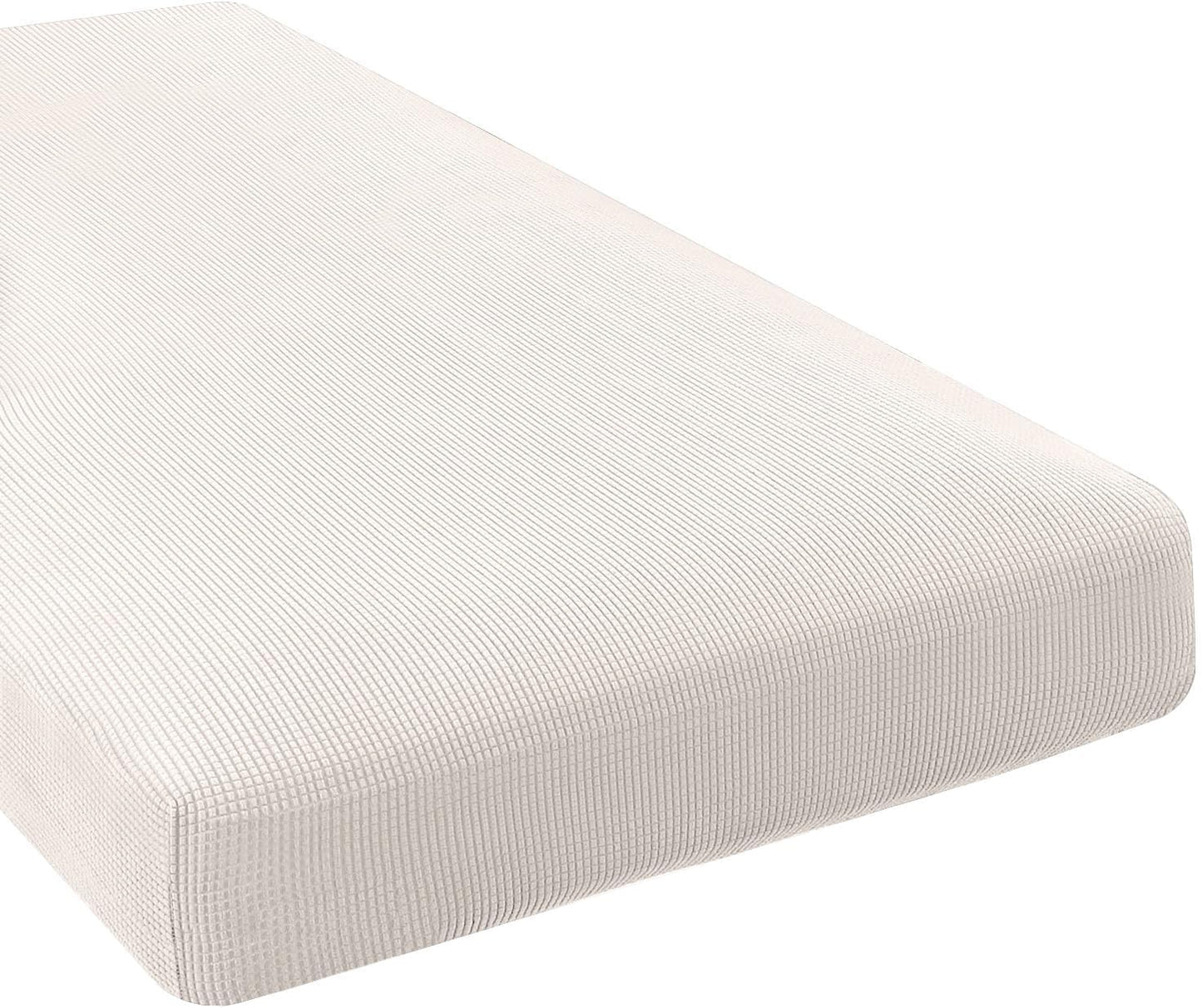 H.VERSAILTEX Super Stretch Individual Chaise Cover Sectional Couch Covers for L Shaped Sofa Both Left/Right Featuring Thick Jacquard Textured Twill Fabric (1 Piece Chaise Cover Large, Ivory)