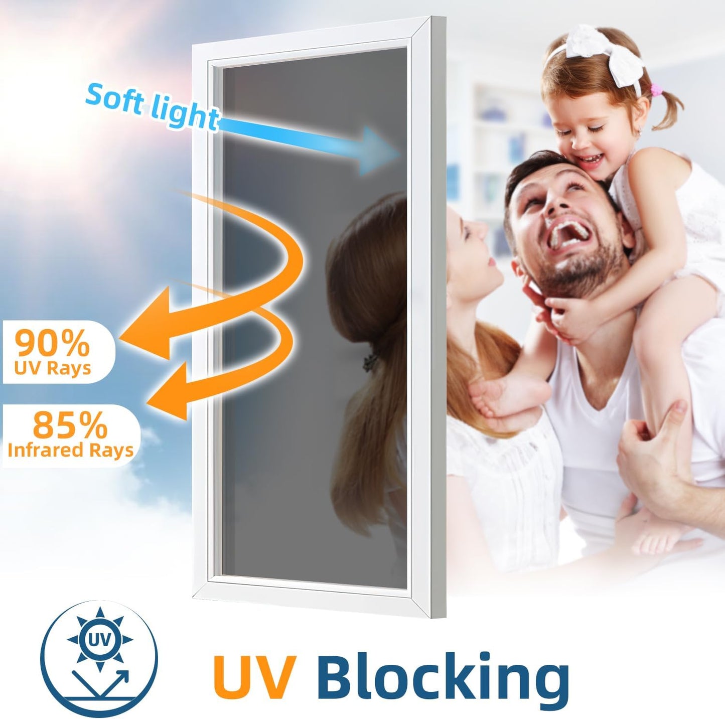DUOFIRE One Way Window Film Privacy See Out Not in Heat Blocker Window Tint Reflective Mirror Windows Tinting Film for Home Static Cling Anti-UV Sun Blocking Windows Covering（Black, 17.4x157.4in）