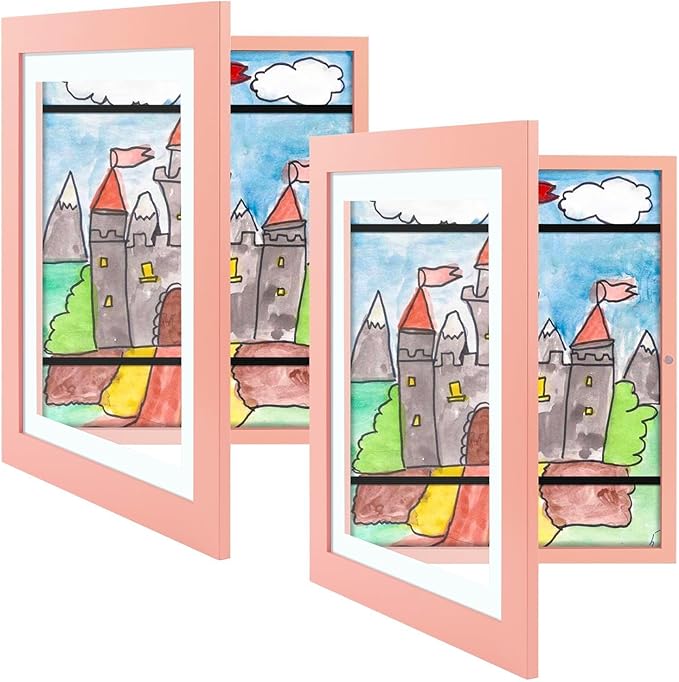 Golden State Art, 10x12.5 Kids Art Frames, Front-Opening Picture Frame Great for Kids Drawings, Artworks, Children Art Projects, Schoolwork, Home or Office (Pink Set of 2)