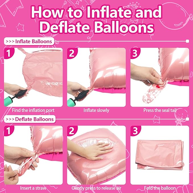 NISOCY 48PCS Hot Magenta Pink Square Foil Balloons Wall Backdrop Double Sided Metallic Pink Balloons Arch Kit for Anniversary Bachelorette Birthday Engagement Bridal Baby Shower Party Decorations