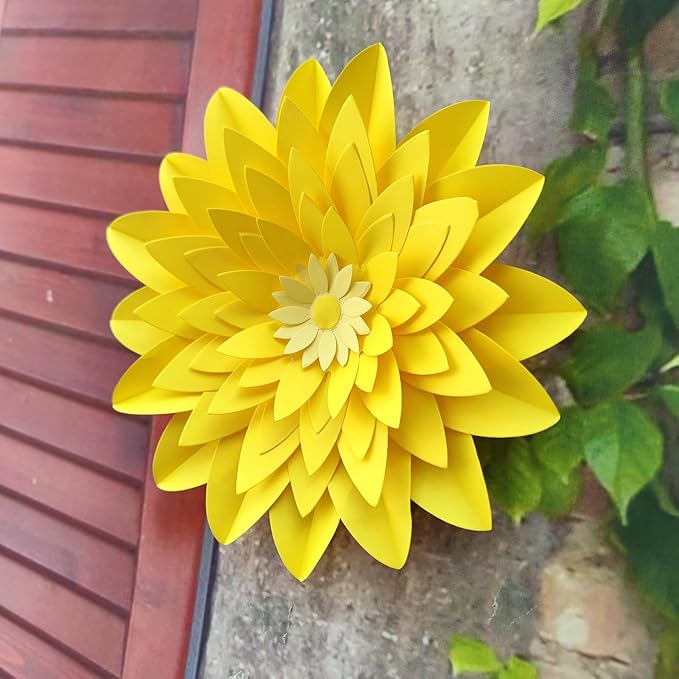 Ombre Yellow Paper Flower for Wedding Party Backdrop Nursery Wall Home Decor Birthday Baby Shower Bee Sunflower Lemon Party Supplies Pack of 6