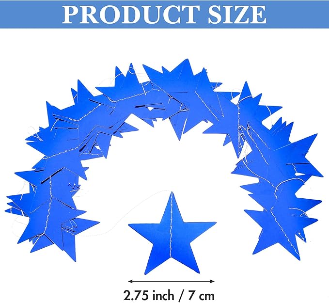 Patelai Glitter Star Garland Banner 2026 Graduation Decor 130 Feet Star Hanging Banner Twinkle Backdrop for Party Birthday Classroom Wedding Supplies(Royal Blue)