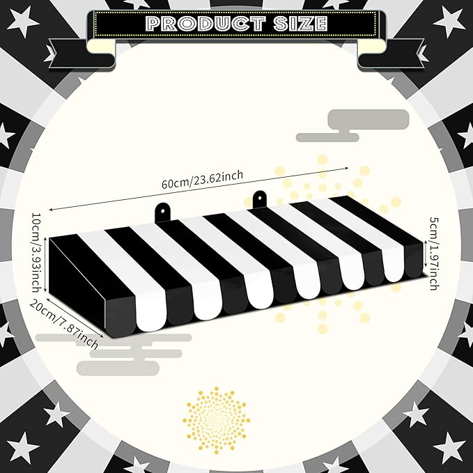 Boao 4 Pack Black and White Circu Awning Decoration 3D Stripe Cardboard Awning Carnival Wall Decor Circus Party Favors for Black & White Birthday Party Decorations Bulletin Board Decor