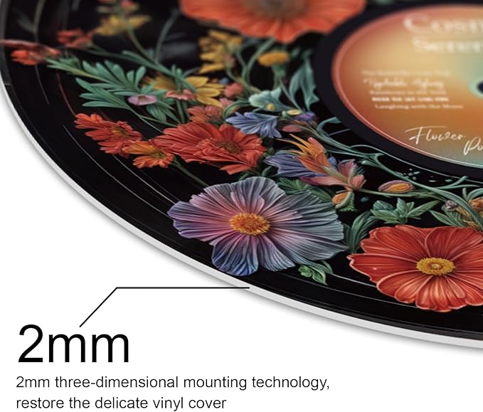 twinklemon 4PCS Vinyl Record Decor 12 Inch Record Decorations for Indie Hippie Room Decor Botanical Wall Art for Room Aesthetic Flower Leaves Records Wall Decor for Music Party Studio Display