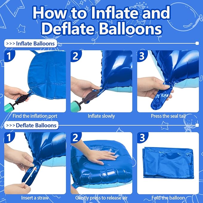 NISOCY 25PCS Deep Blue Square Foil Balloons Wall Backdrop Double Sided Pearl Blue Balloons Arch Kit for Birthday Graduation Baby Shower Wedding Memorial Day Party Decorations