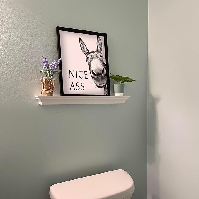 Heiple Framed Bathroom Art Wall Decor - Farmhouse Home Decor Sets, Vintage Funny Signs (Black, 16"x20")