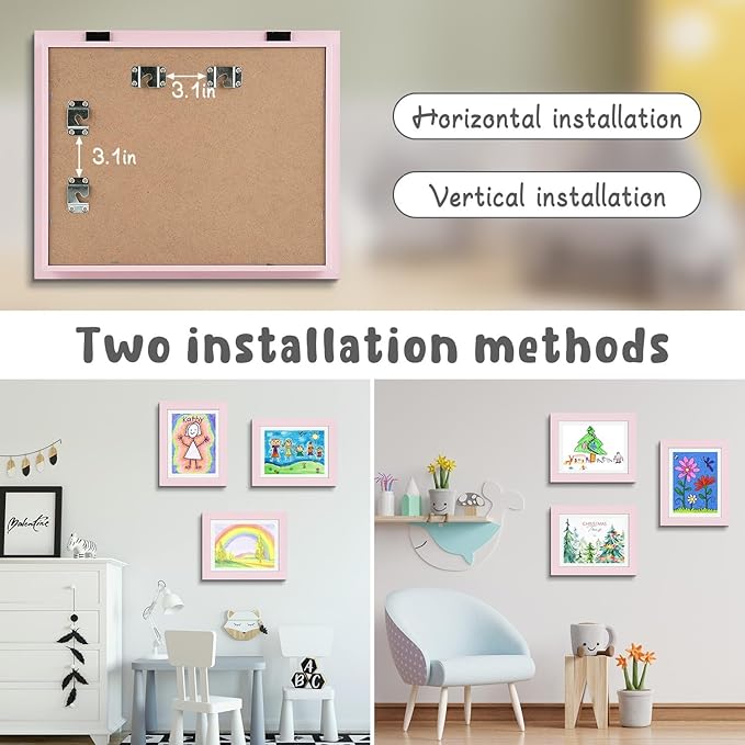 Golden State Art, 8.5x11 Kids Art Frames, Front-Opening Picture Frame Great for Kids Drawings, Artworks, Children Art Projects, Schoolwork, Home or Office (Light Pink, Set of 2)