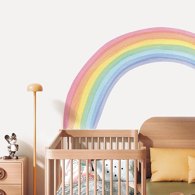 Large Rainbow Wall Decals - Colorful Wallpaper and Wall Stickers for Girls' Bedroom - Vibrant Rainbow Wall Art Decoration for Nursery and Classroom