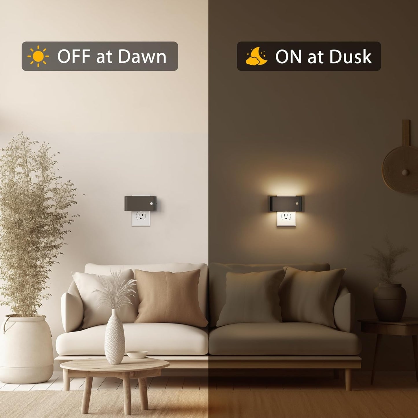 Briignite Motion Sensor Night Light, 2 Pack Motion Activation Night Lights Plug into Wall, Auto On Off, 0-100LM Dimmable Night Light Plug in, 3000K Warm White LED Nightlight for Kids Bedroom Hallway