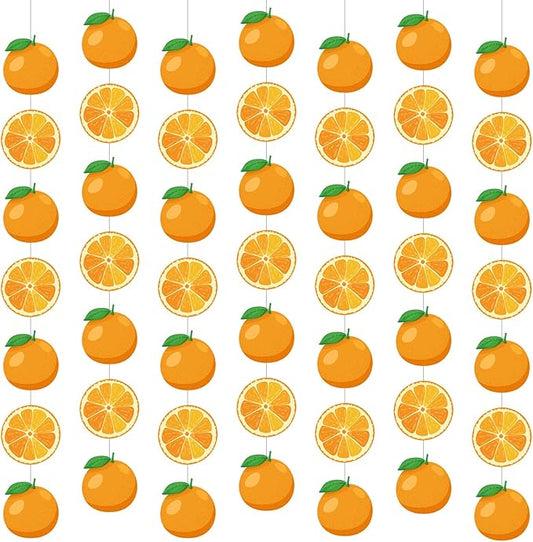 8 Pcs Orange Party Decorations Citrus Slice Birthday Hanging Garlands Banner Tangerine Paper Cutouts Streamer for Little Cutie Orange Baby Shower Wall Ceiling Spritz Decor Supplies
