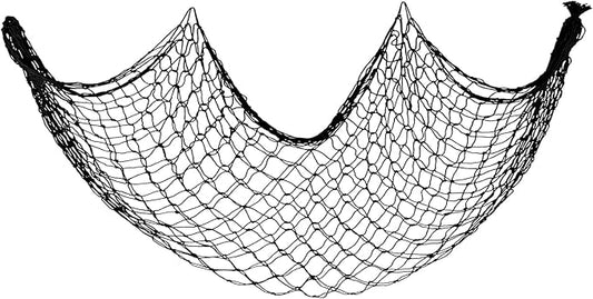 Decorative Fishing Net 5x10 ft,Patioland Large Black Picture Fish Net, Wall Photo Hanging Fishnet for Nautical Mermaid Pirate Ocean Themed Hawaii Beach Under The Sea Party Decorations (1PCS)