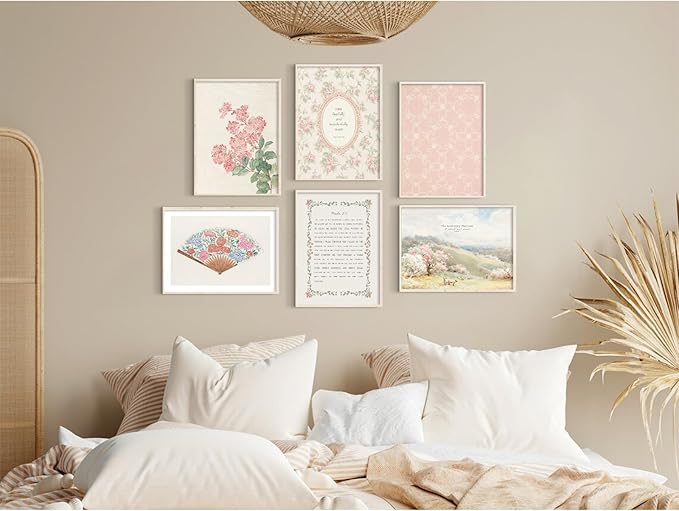 Christian Nursery Wall Art Bible Verse Canvas Wall Decor Girl Floral Wall Art Aesthetic Scripture Pictures Jesus Religious Posters Pink Flower Prints Vintage Artwork for Bedroom 12x16x6 Inch Unframed