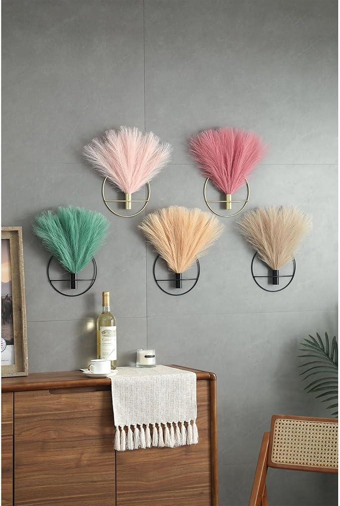 Pretty Jolly Boho Wall Art, Hanging Artificial Pampas Display, Living Room, Bedroom, Bathroom, Dining Room, Plant Wall Decor 2 Pack