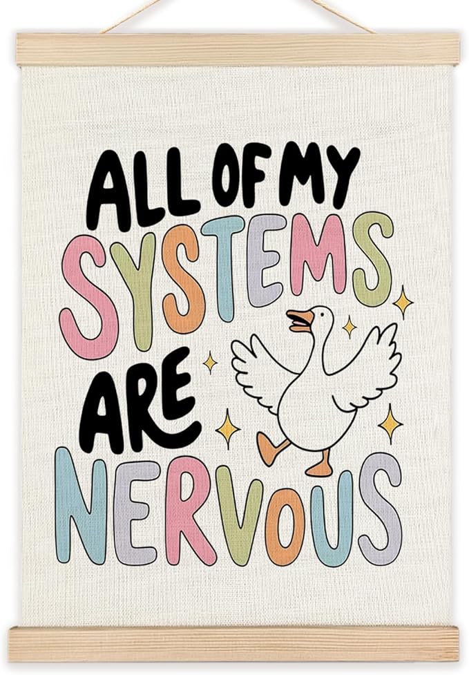 LZYRF Silly Goose Mental Health Wall Art, Therapy Office Decor, All of My Systems Are Nervous Goose Canvas Prints Wall Decor for Therapist Counselor Calming Office, 12x16 Inch