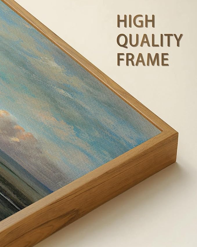SHENIFY Vintage Framed Wall Art Coastal Sky Landscape Scenery Rustic Home Decor Retro Decorations for Farmhouse Hallway Bedroom Ready to Hang Wall Artwork - 20x40in Natural Framed