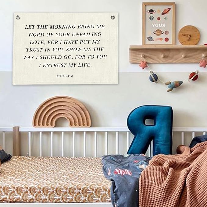 RTXLEZM Christian Home Room Decor, Jesus Christian Canvas Banner Wall Hanging, Minimalist Bible Verse Wall Art Prints for Bedroom Prayer Room Home Church Decor, 20x30 Inch