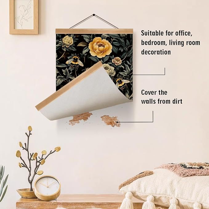 ZTGDA William Morris-Inspired Wall Art Poster, Vintage Bees Hanging Wall Painting Insect Buck Art, Mid-Century and Gothic Linen Canvas Poster for Living Room,Bedroom 12x16inch(Bees-02)