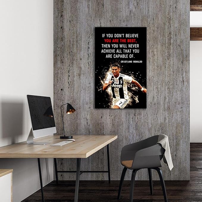 AMART SUN Football Sports Decor • Superstar Quote Poster Inspirational Canvas Wall Art • Motivational Artwork Modern Home Decor For Home,Office,Gym,Classroom Wall Decor Framed Ready to Hang