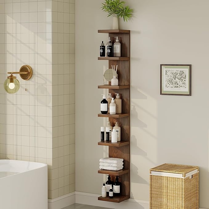 Lack Wall Shelf,Display Floating Shelf (Solid Wood, 7 Tier)
