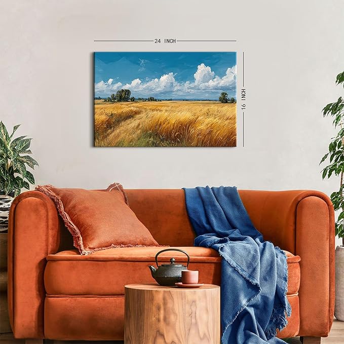 Kitchen Wall Art Farmhouse Wall Decor Rustic Autumn Farm Land Painting Country Landscape Canvas Prints Rustic Botanical Pictures Vintage Countryside Artwork for Living Room Home Decoration 16x24"
